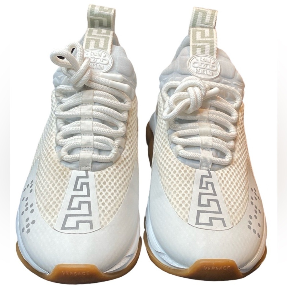 Versace Chain Reaction Sneakers White 39 Good Condition Comes w Box Dust Bag
